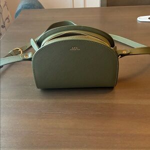 A.P.C. Olive Leather Crossbody Bag